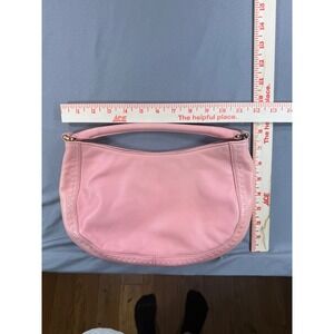 Ann Taylor Pink Leather Whipstitch Hobo Shoulder Bag Womens Pastel Minimalist